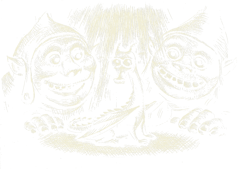 Image of a dragon and some goblins